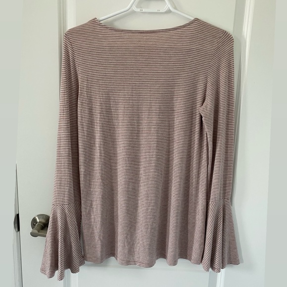 American Eagle Soft&Sexy Striped Bell Sleeve Top - Picture 3 of 5